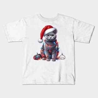 Christmas Chartreux Cat Kids T-Shirt